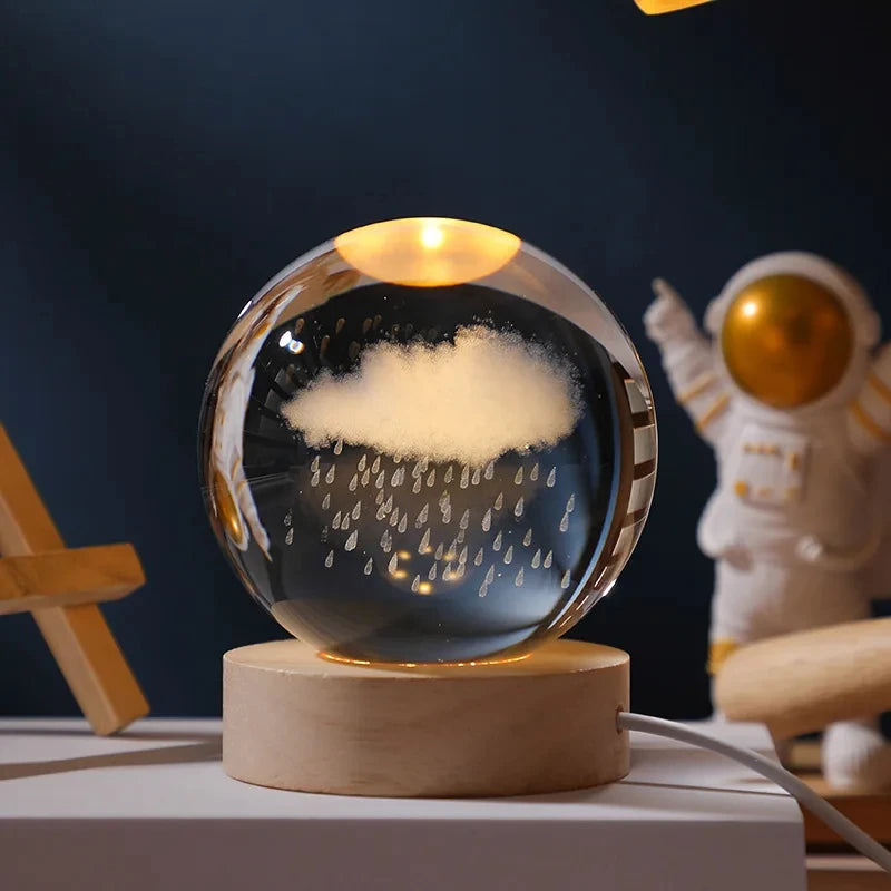 boule de cristal 3d lune galaxie décoration lumineuse pour la maison - vue 11 sur 17