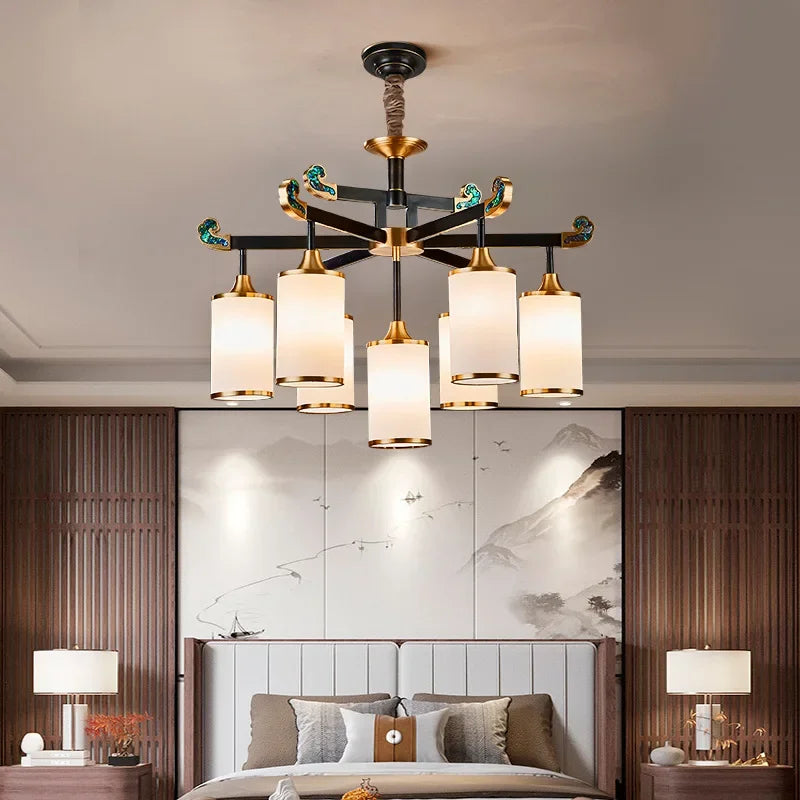 lustre en cuivre design luxe pour décoration intérieure moderne - vue 3 sur 12