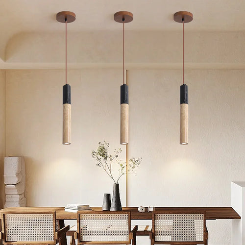suspension vintage en pierre naturelle avec abat-jour cloche - vue 5 sur 6