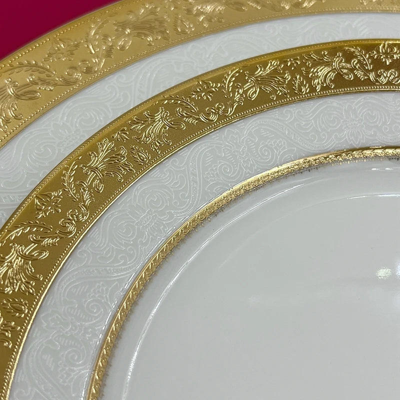 Assiette porcelaine style palais relief steak doré - vue 5 sur 5