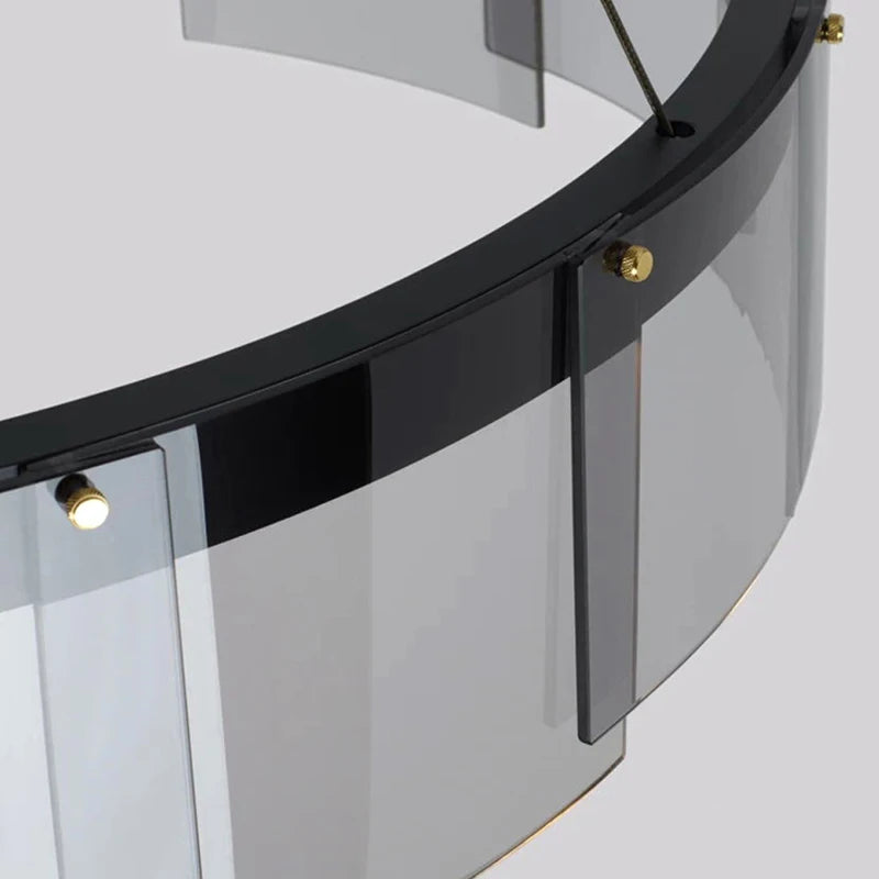 lustre moderne nordique en verre fumé led suspendu - vue 10 sur 9