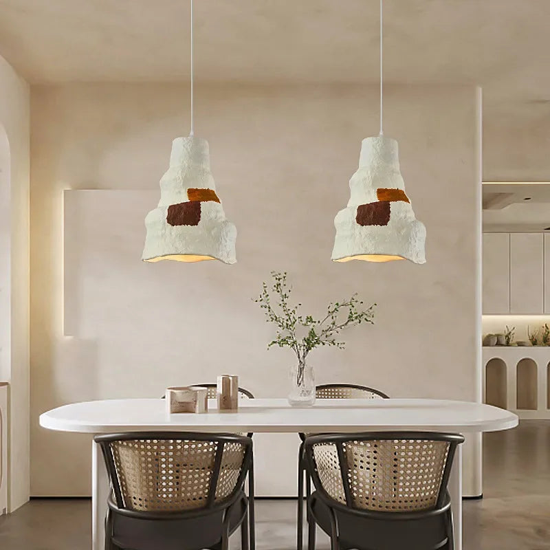 Nordic Wabi Sabi E27 Restaurant Pendant Chandeliers Lustre Living Room Lighting Designer Modern Cafe Bar LED Decor Hanging Lamps - vue 2 sur 11