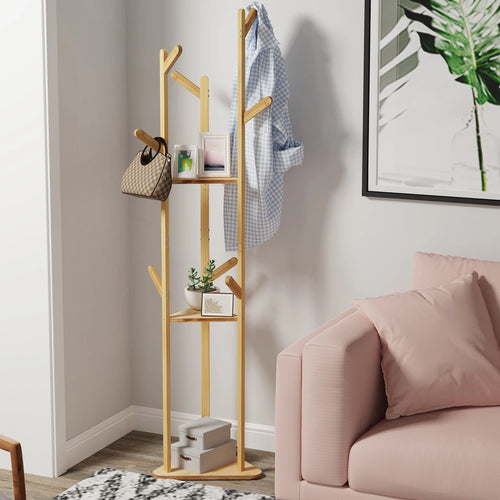 support en bambou naturel pour vêtements et accessoires décoratifs - vue 2 sur 6