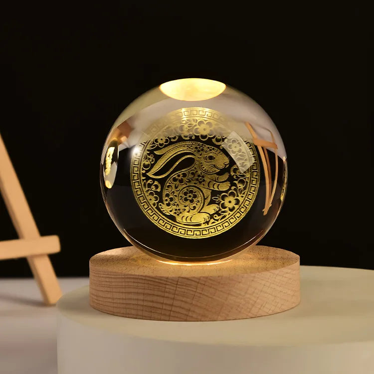 boule de cristal 3D système solaire gravé cadeau décoratif - vue 6 sur 32