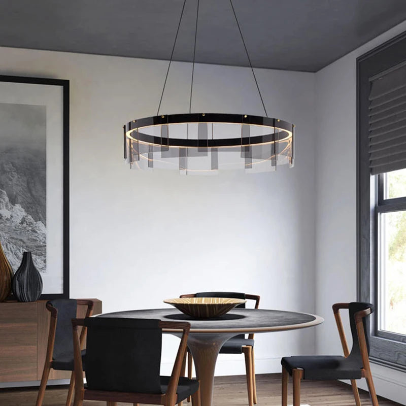 lustre moderne en verre à led pour décoration intérieure - vue 5 sur 9