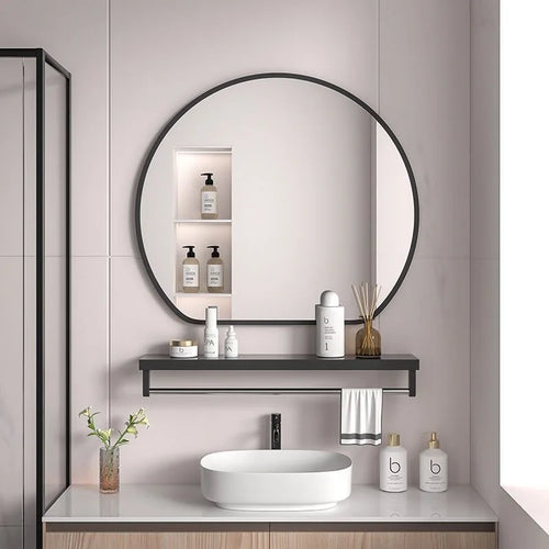 miroir de maquillage avec rangement muraux en métal - vue 8 sur 8