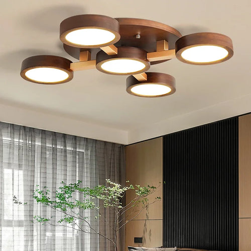 lustre moderne nordique design en bois pour intérieur contemporain - vue 3 sur 9