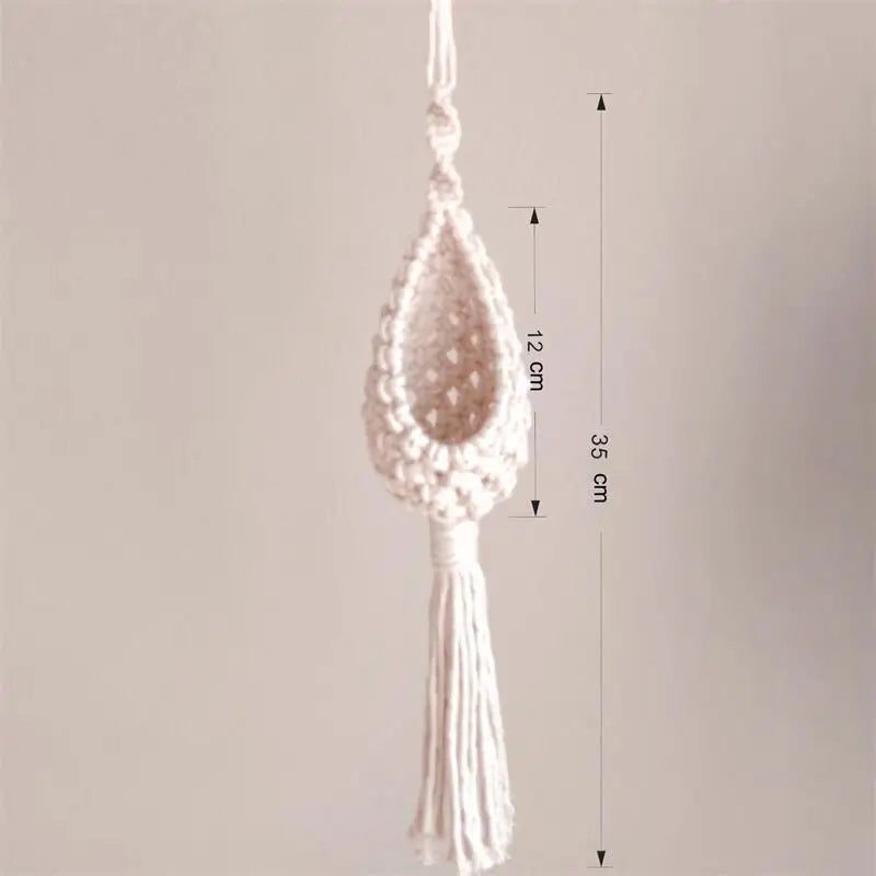 support mural en macramé pour plantes aériennes style bohème - vue 5 sur 10