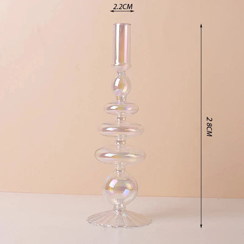 bougeoir en verre décoratif à rayures coniques pour événements festifs
