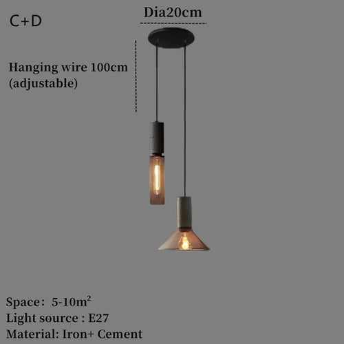 lampe suspendue en béton industriel avec abat-jour en fer - vue 30 sur 29