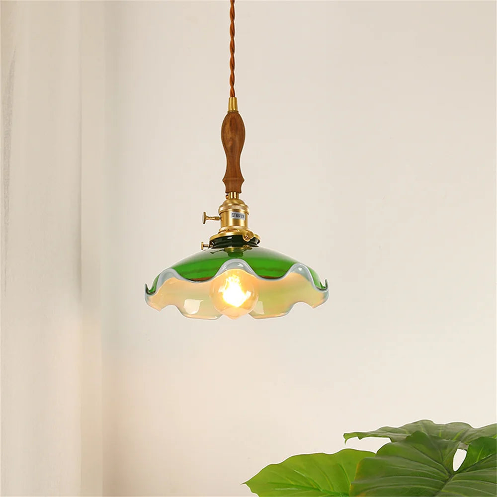 suspension industrielle vintage en cuivre et verre pour loft - vue 4 sur 12