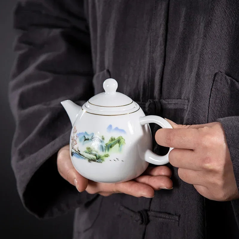 Theiere porcelaine style yixing service the asiatique artisanal - vue 5 sur 7