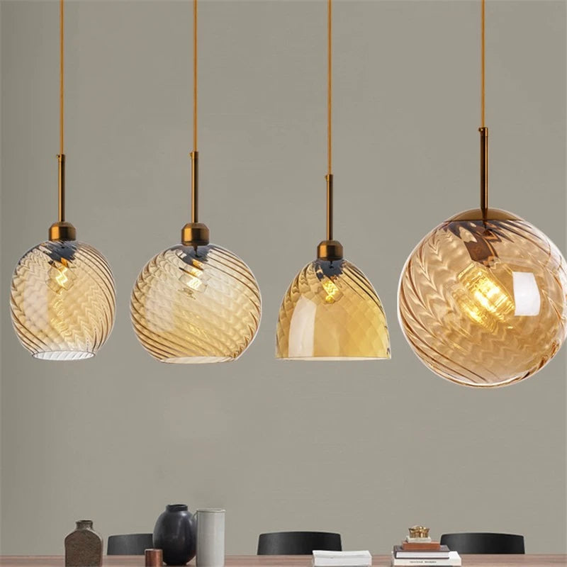suspension led modernes en verre grain d'eau pour décoration intérieure