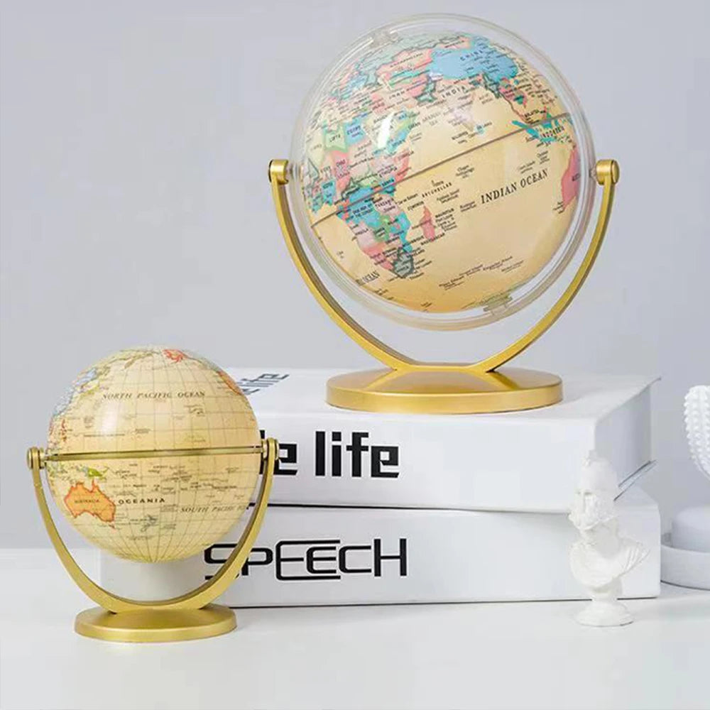 lot de 2 globes rétro éducatifs rotatifs pour bureau et décoration - vue 5 sur 7