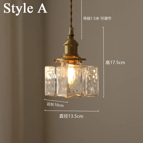 Suspension en verre rétro lampe de chevet minimaliste nordique restaurant créatif balcon entrée salon chambre lustre