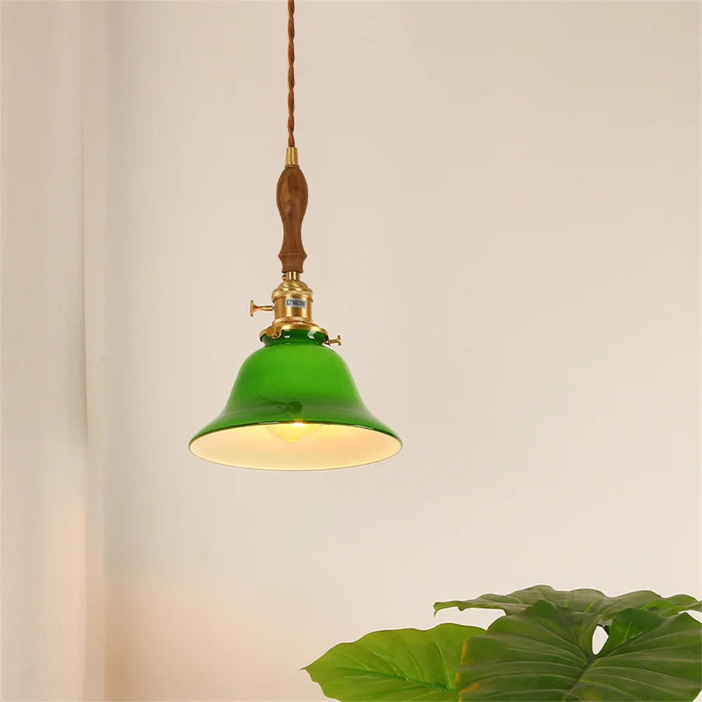 suspension vintage en cuivre et verre pour loft - vue 9 sur 12