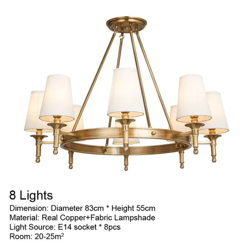 Lustre rond en cuivre complet pour chambre à coucher - vue 12 sur 12