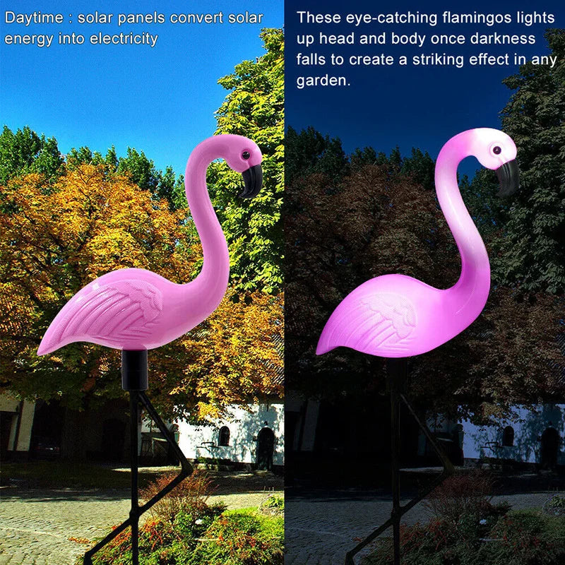 lampes solaires décoratives flamant rose pour extérieur et jardin - vue 9 sur 8