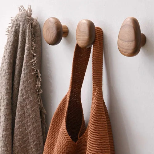 porte-manteau mural en bois naturel pour rangement décoratif - vue 2 sur 12