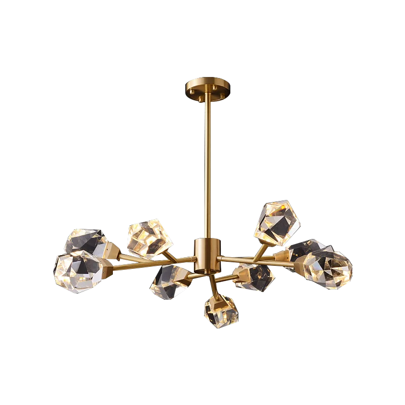 lustre moderne en laiton diamant cristal led de luxe - vue 6 sur 18