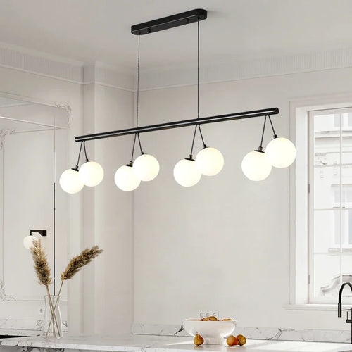 lustre suspension led en forme de haricot avec suspension cerise - vue 5 sur 9