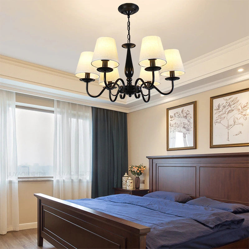 lustre en fer noir avec abat-jour pour intérieur élégant - vue 3 sur 10