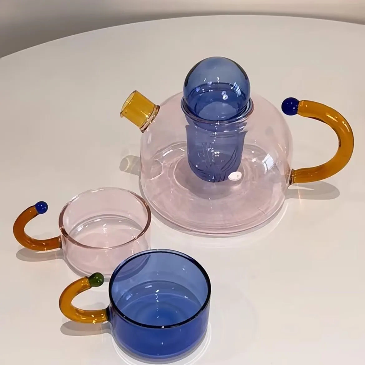 Théière verre résistante chaleur avec filtre style minimaliste - vue 2 sur 6