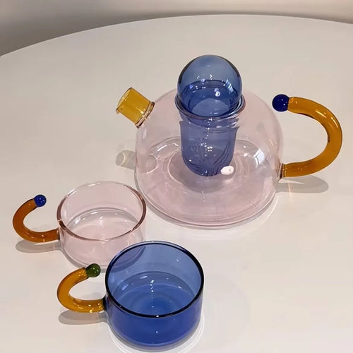 Théière verre résistante chaleur avec filtre style minimaliste
