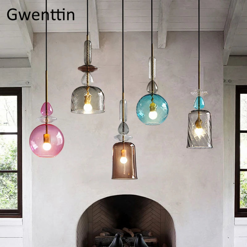 suspension en verre moderne pour décoration intérieure et luminaires