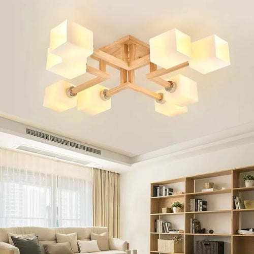 Plafonnier design en bois style japonais