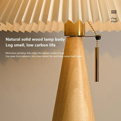 Lampe LED plissée en bois pour bureau