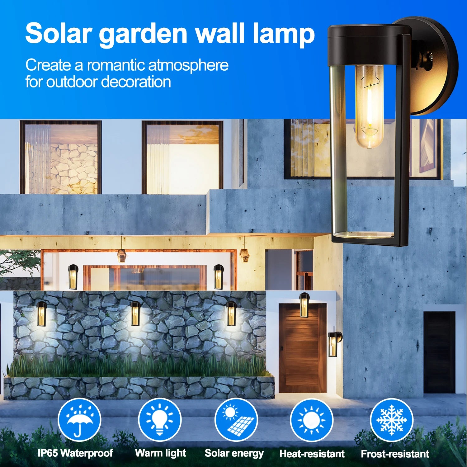 Applique murale LED lumières solaires clôture extérieure lampes de jardin solaires lumières de pont décor étanche solaire arrière-cour jardin Patio cour porche déco - vue 3 sur 7