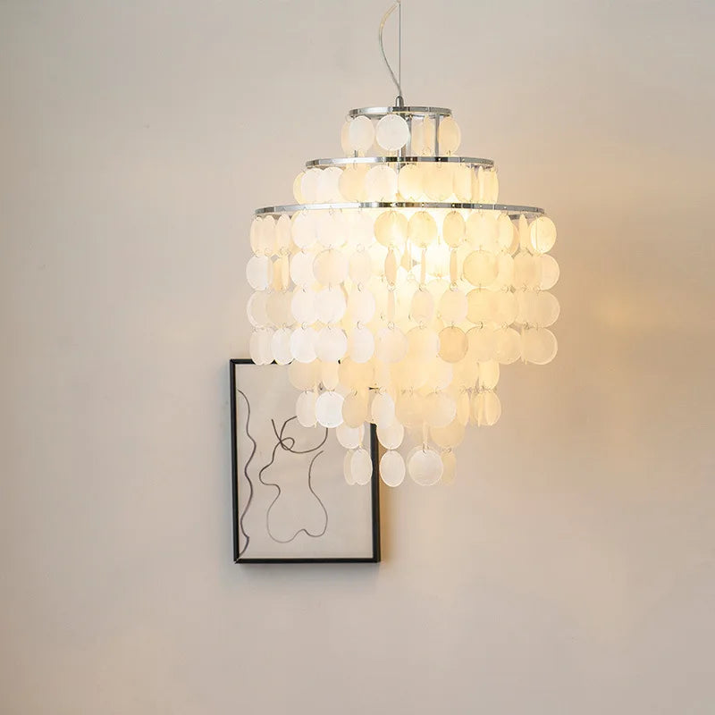 lustre rétro en coquillage pour décoration intérieure moderne - vue 6 sur 13