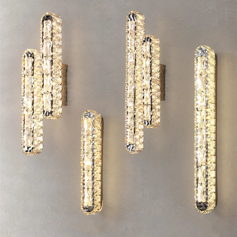 applique murale led moderne en cristal rectangulaire nordique