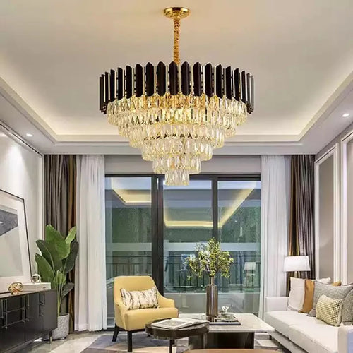 lustre led moderne de luxe en cristal luminaire rond ou long