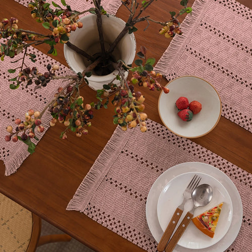 Chemin de table brodé style français franges déco - vue 7 sur 6