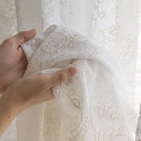 Voilage tulle brodé motifs feuilles pour salon chambre