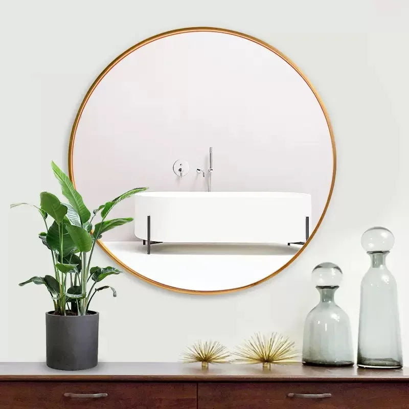 miroir circulaire minimaliste en métal pour décoration et maquillage