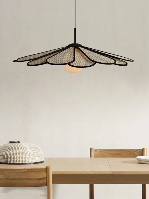 lustre créatif en rotin style japonais pour intérieur moderne - vue 2 sur 8