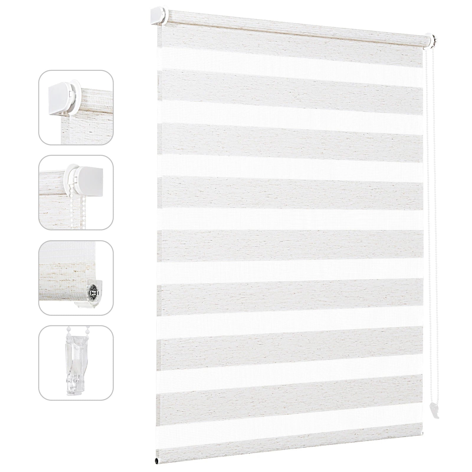 Store enrouleur double sans perçage occultant fenêtre 80cm - vue 10 sur 13