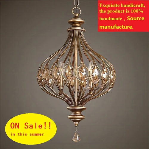 lustre rétro français en cristal style vintage suspension - vue 2 sur 9