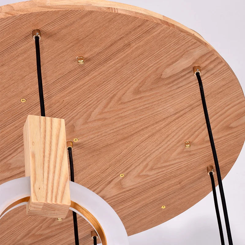 Modern Creative Led Wooden Living Room Chandelier, Bedroom Lamps Nordic Attic Chandelier, Dining Room Decorative Chandelier - vue 5 sur 6