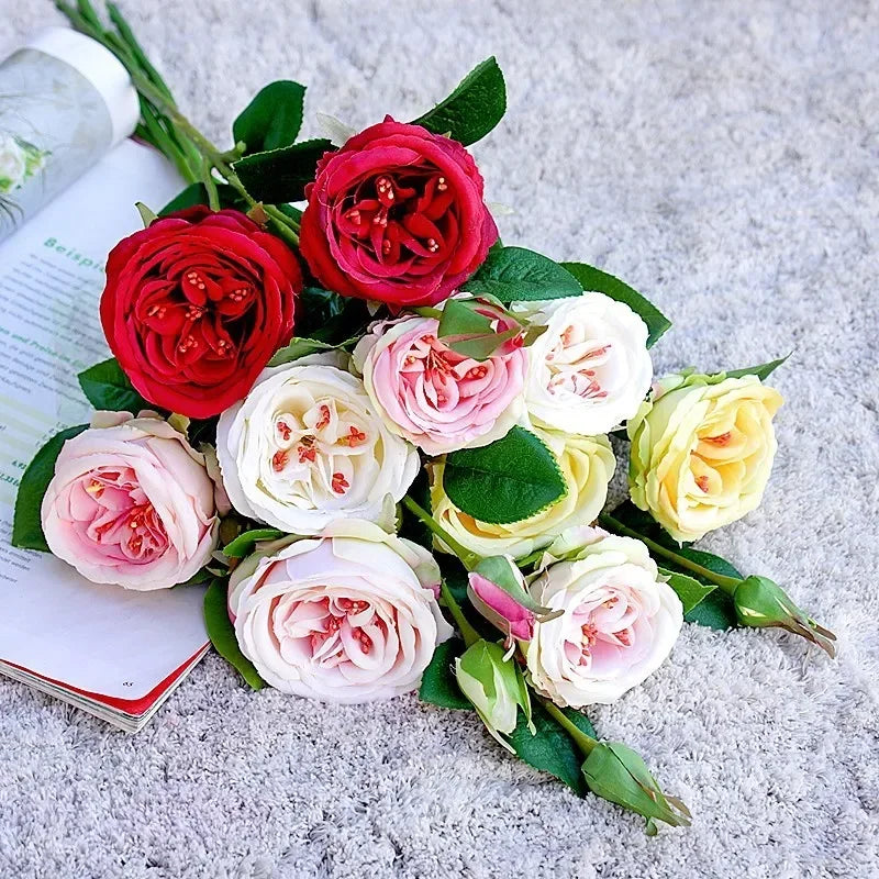 fleurs artificielles roses blanches décoratives pour toutes occasions - vue 4 sur 7