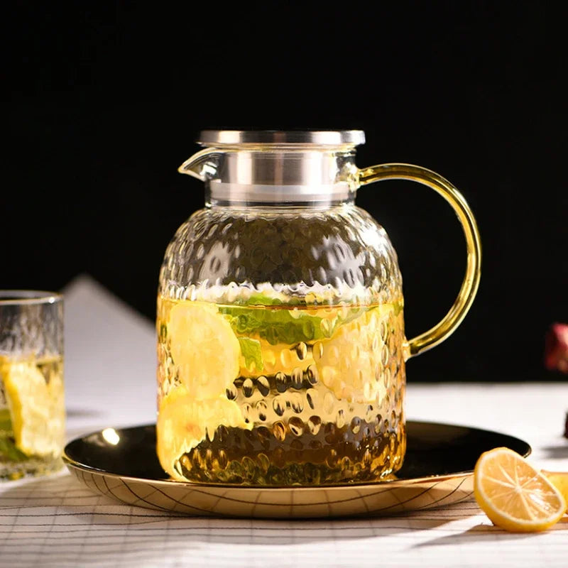 pichet en verre transparent résistant avec poignée design