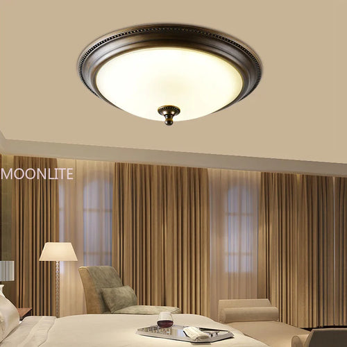 Plafonnier rond or/noir/Bronze plafonnier verre dépoli pour couloir salon cuisine LED lumineuse éclairage 110/220V