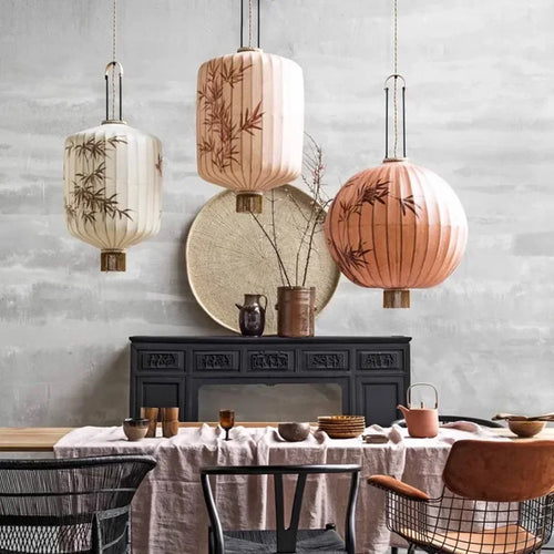 lustre en tissu japonais style médiéval zen pour décoration intérieure