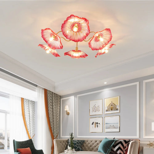 lustre nordique en fer avec verre et décoration dorée