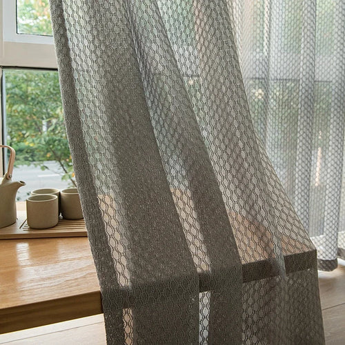 Voilage tulle moderne rayé pour salon chambre fenetre - vue 8 sur 9