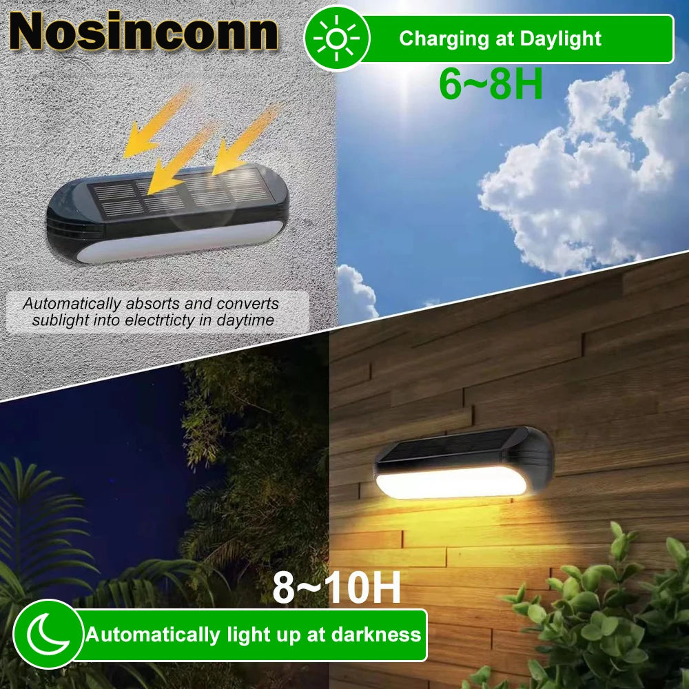 Solar Deck Lights, 2Pack Solar Fence Lights Outdoor Waterproof Warm White/Cool White Solar Step Lights For Garden, Stairs, Fence - vue 4 sur 6