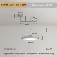 lustre design chromé bras oscillants longs rotatif 360°